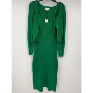 Green Sweater Dress with Cardigan Top Women's Medium NWT